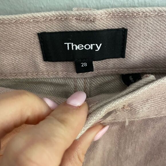 Theory Wide Crop Jeans In Dyed Denim Blush Pink Size 28 - Picture 8 of 13